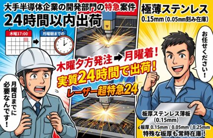 「月曜の朝一に届けてほしい」——超大手半導体メーカー開発部門からのSOS!SUS板厚0.15mm・実質24時間出荷の舞台裏