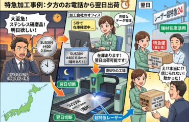 5秒で在庫即答！「ありえない」超短納期を叶えたステンレス#400研磨のレーザー切断