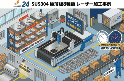 SUS304・極薄板8種類のレーザー加工！希少な0.15mm・0.25mmも24時間スピード出荷