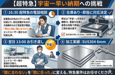 「明日13時に引き取りたい」——商社様も驚く20時間以内の超特急納品