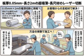 板厚0.05mm・長さ2mの超極薄・長尺材のレーザー切断