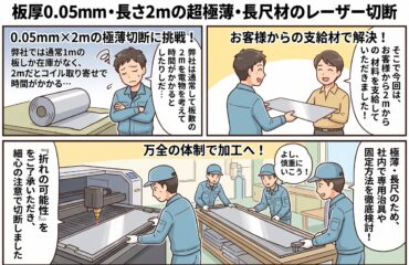 板厚0.05mm・長さ2mの超極薄・長尺材のレーザー切断