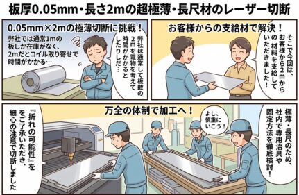 板厚0.05mm・長さ2mの超極薄・長尺材のレーザー切断