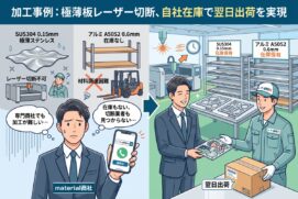 全国でも希少。SUS304（0.15mm）とアルミA5052（0.6mm）の極薄板レーザー切断